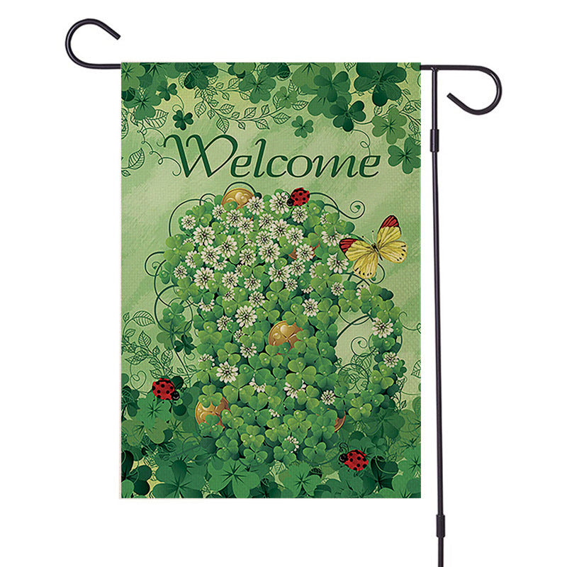 Linen Double-Sided Printing Clover Garden Flag,  St. Patrick's Day banners, Celtic-themed ornaments, Rainbow-inspired decor, Green-themed party supplies, Irish Festival Decoration Items, St Patricks Day Decoration Items, Decognomes,