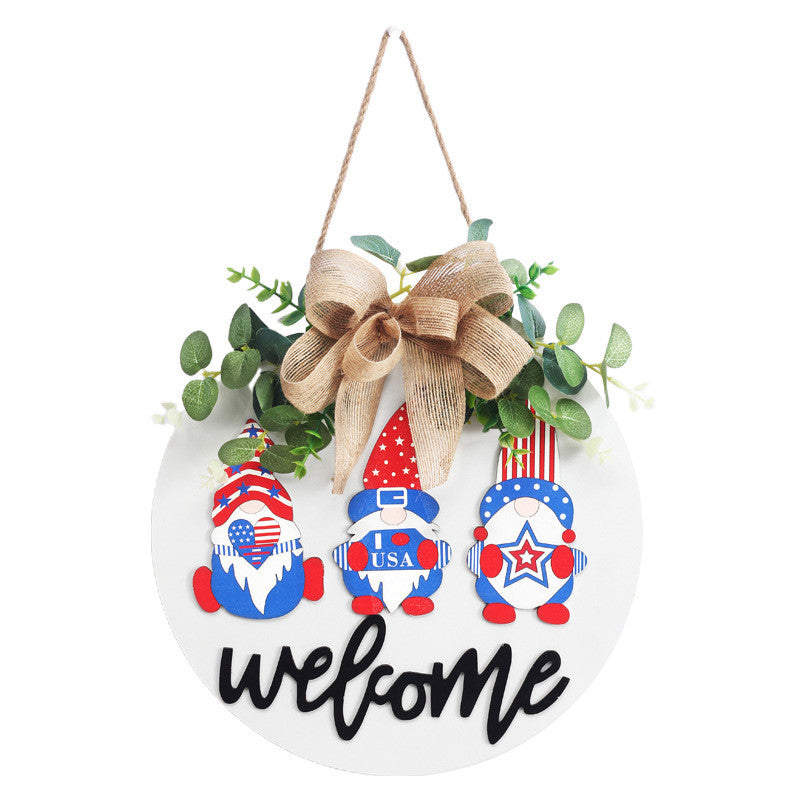 American Independence Day Decorations Home Furnishing Faceless Elderly Wooden Garland Door Hanger, 4th of July decorations, American flag decorations, Patriotic decorations, Red, white and blue decorations, July 4th wreaths, July 4th garlands, July 4th centerpieces, Fireworks decorations, July 4th banners, July 4th streamers, July 4th balloons, July 4th table runners, July 4th tablecloths, July 4th lights