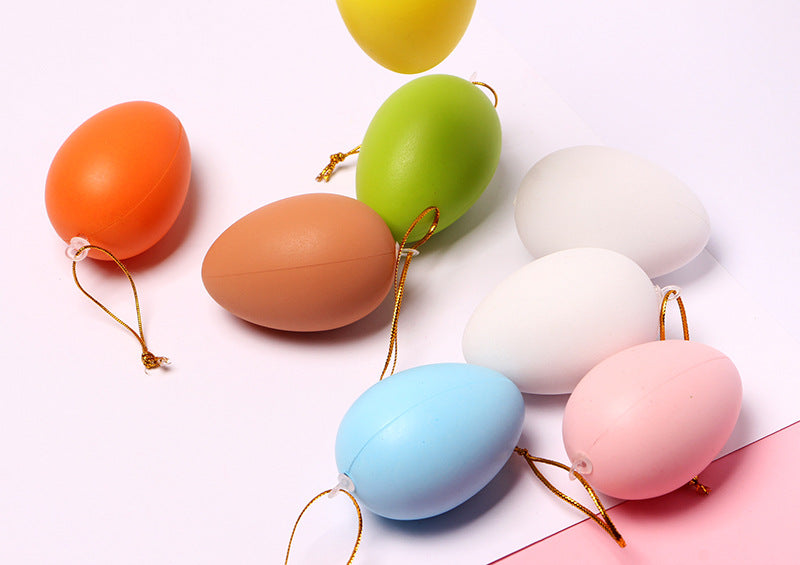 12 PCs Per Pack 642diy Easter Plastic Egg Can Hang Children Colorful Painting Plastic Box Simulation Eggs