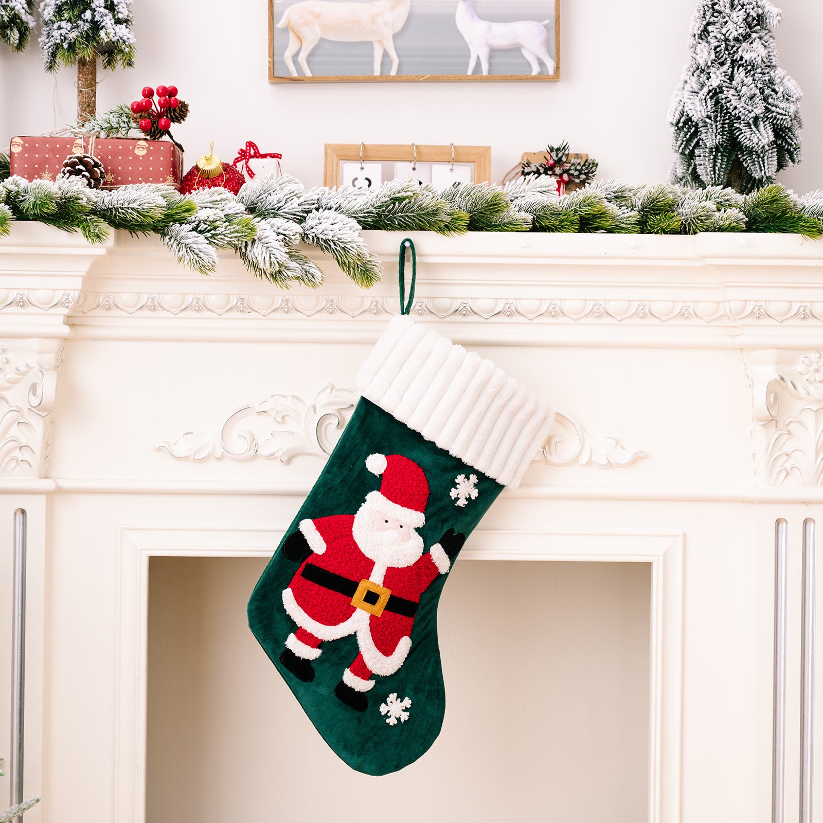 Christmas Decorations Gold Velvet Patch Christmas Stockings