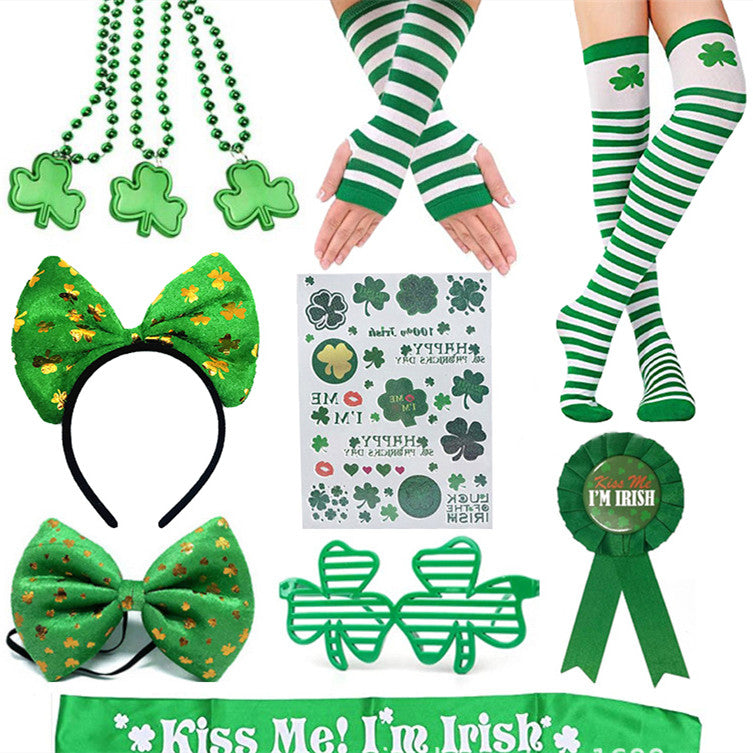Green-themed party supplies, Irish Festival Decoration Items, St Patricks Day Decoration Items, Decognomes, St Patrick's Day Suit Irish Shoulder Strap Socks Gloves