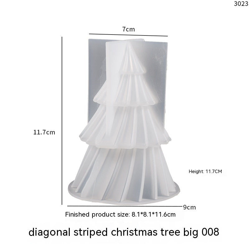 Crystal Glue Origami Striped Christmas Tree Candle Ornaments Silicone Mold