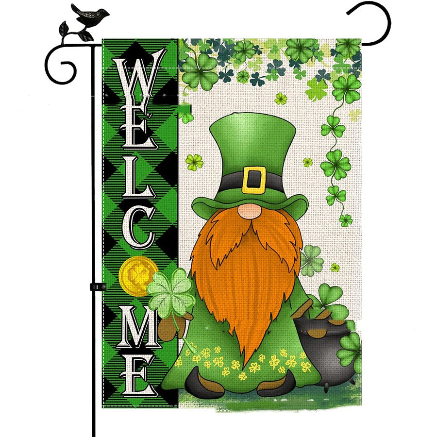 St. Patrick's Day banners, Irish flag bunting, Green-themed party supplies, Irish Festival Decoration Items, St Patricks Day Decoration Items, Decognomes,, St Patrick Day Gnomes Garden Banner Decoration