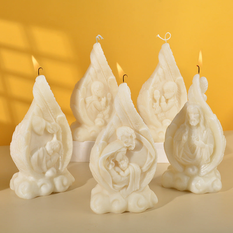 Feather Candle Silicone Mold DIY Plaster Hand Gift Grinding Tool, Father Candle, Christmas Candle, White Candles