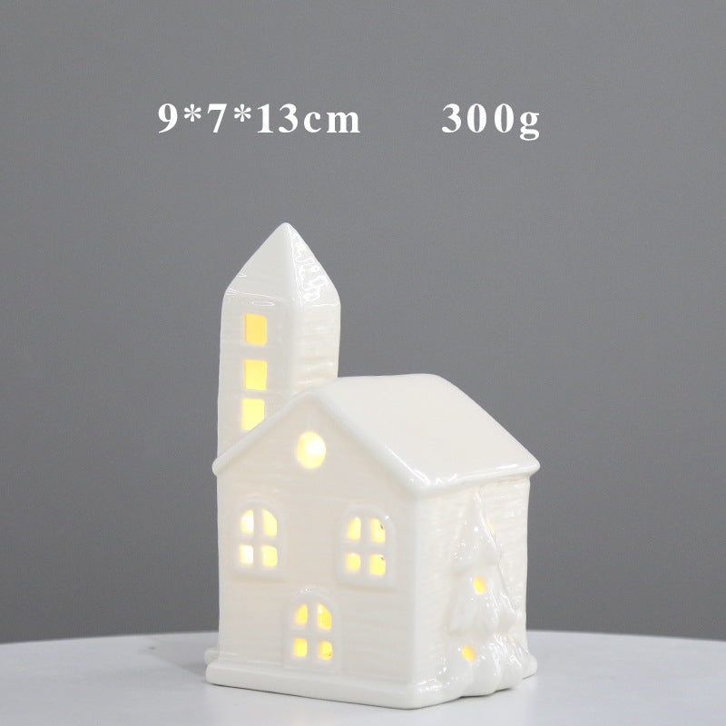 Nordic Style Ceramic Small House Decoration Christmas