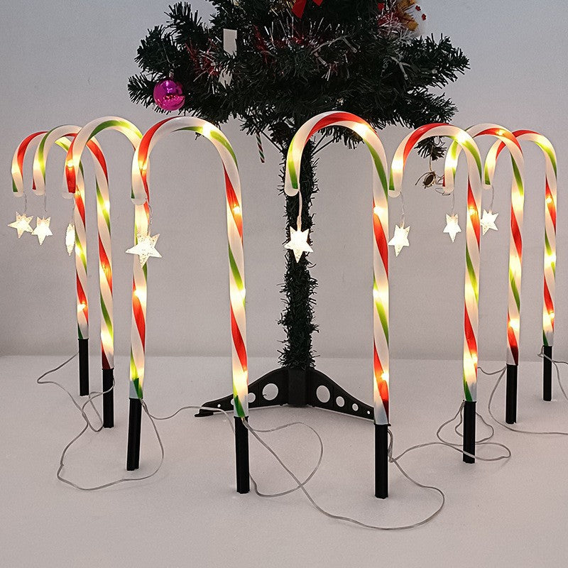 Solar Christmas Crutches Ground Plug Light Decoration Landscape Lamp