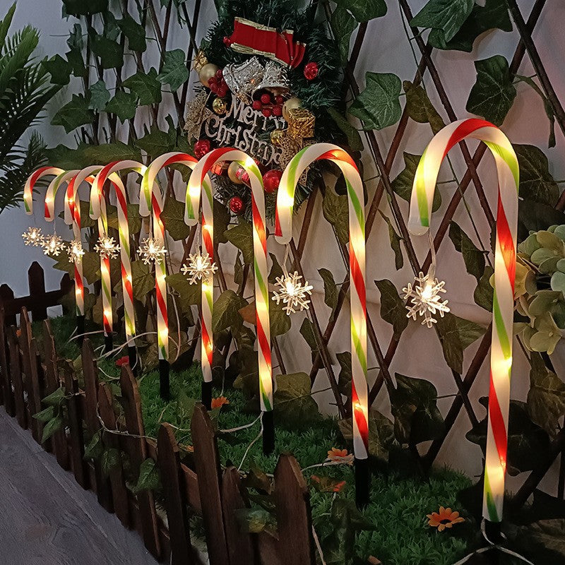 Solar Christmas Crutches Ground Plug Light Decoration Landscape Lamp