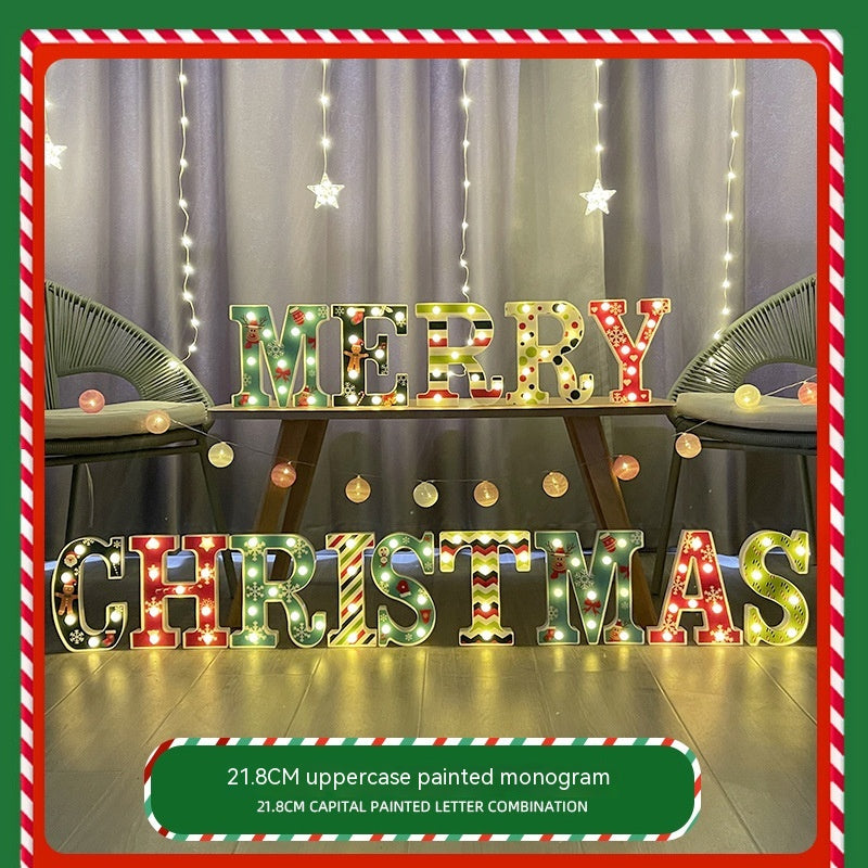 Color Printing Led Merry Christmas Letter Lights