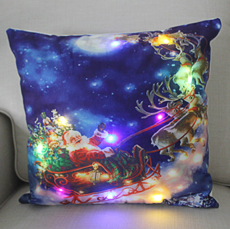 Colorful Lights Christmas Glow Pillow