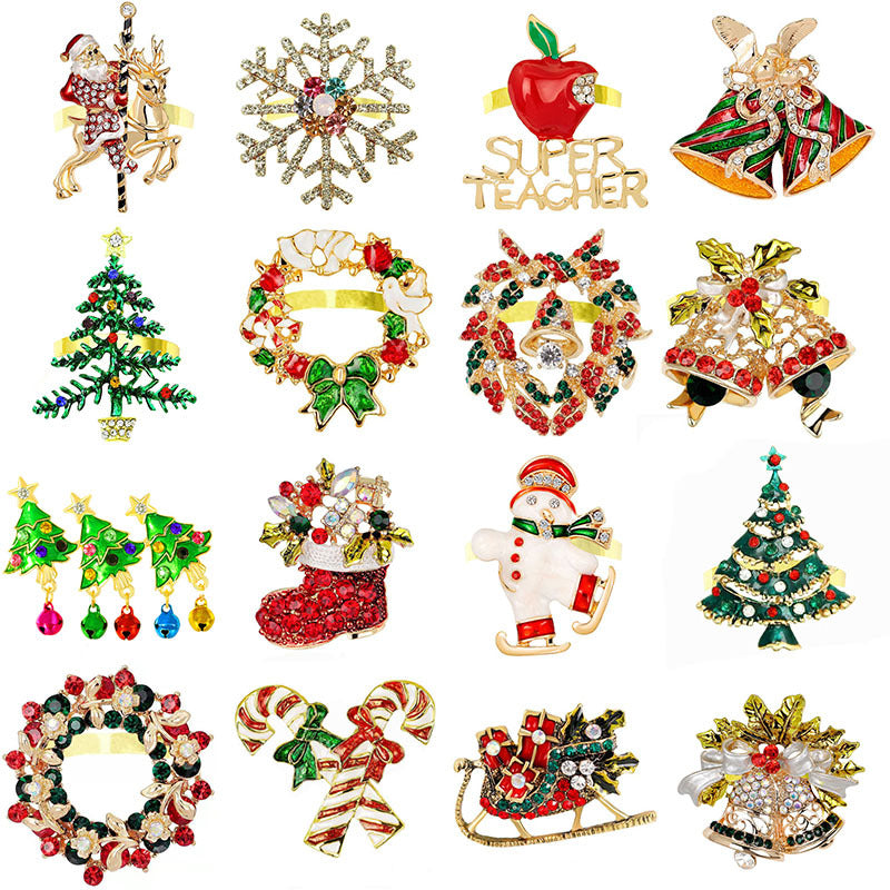 Napkin Ring Christmas Tree Garland Crutches Snowman Santa Claus Snowflake Bell Boots Letters
