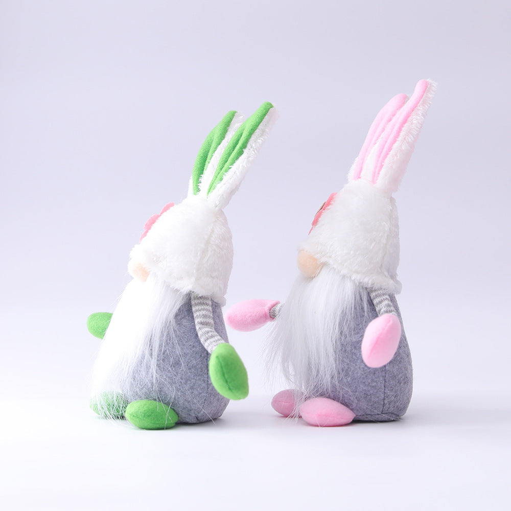 Pink and Green Flower Easter Bunny Gnome - Decognomes