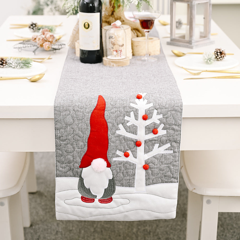 Christmas Gnome Plush Doll Gray Table Runner Santa Claus Tablecloth Christmas Home Dinner Table Decoration Xmas Party Supplies, Christmas tablecloth, Christmas Table Runner Up, Christmas Decoration Items