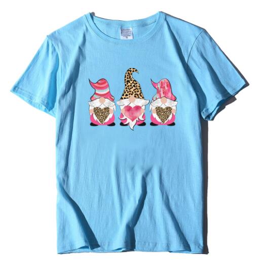 Three Gnome Holding Love Print Ladies Short Sleeve T-shirts - Decognomes