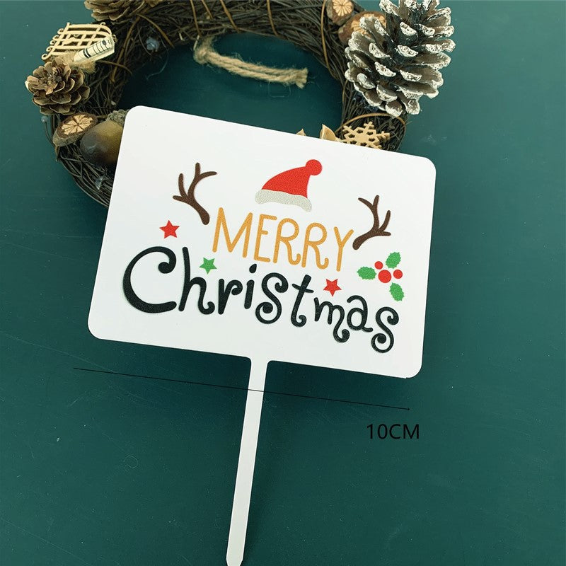 Color Printing Christmas Acrylic Cake Insert Sign, Outdoor and Indoor Christmas decorations Items, Christmas ornaments, Christmas tree decorations, salt dough ornaments, Christmas window decorations, cheap Christmas decorations, snowmen, and ornaments.