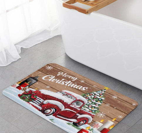 Christmas Carpet Red Christmas Tree Snowman Mat