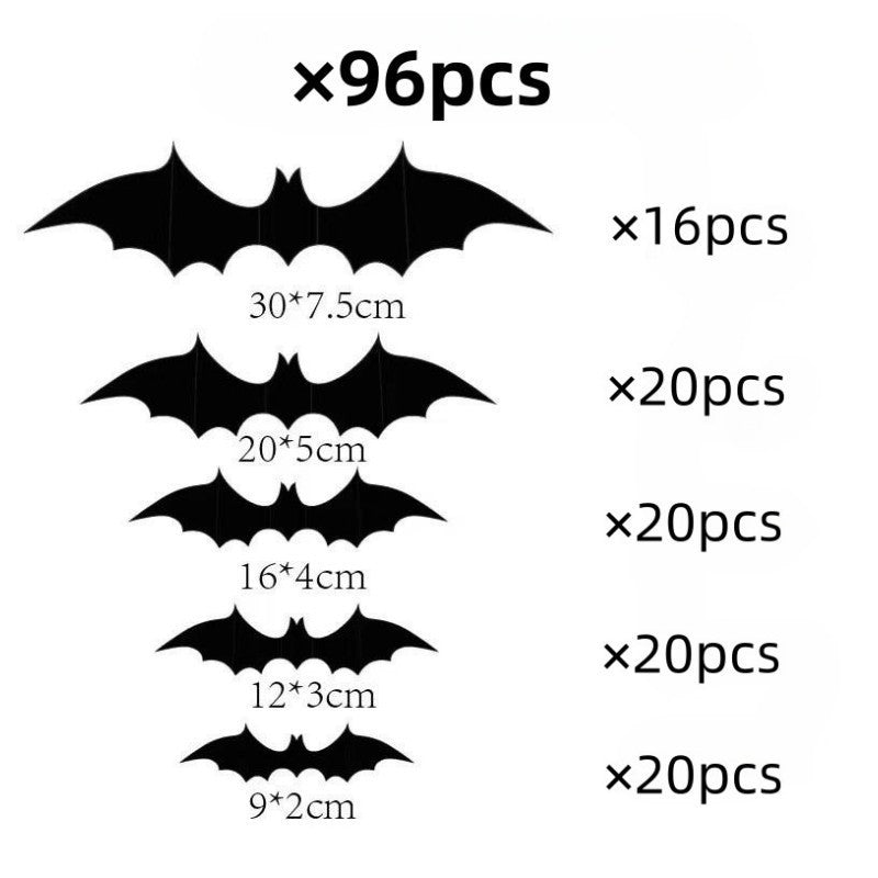 Halloween Decorative Wall Black Stickers Three-dimensional Bat Holiday Party