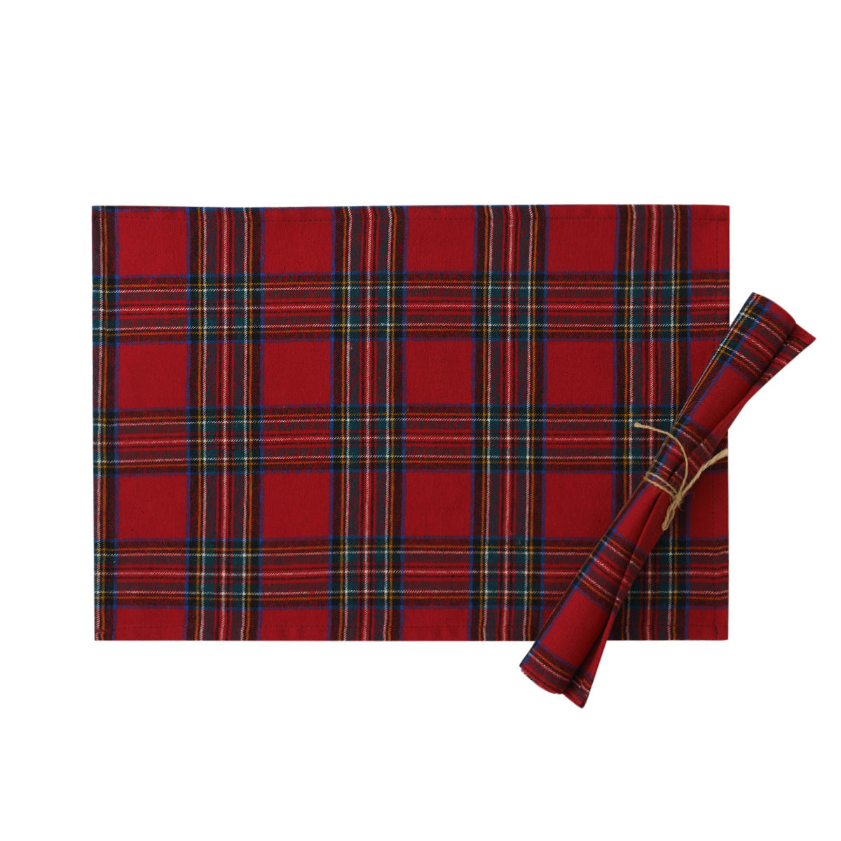 Red Plaid Placemat Tableware Mat Heat Proof Mat Placemat Christmas Fabrics Tablecloth Home Decoration