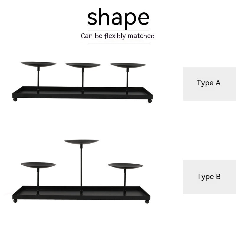 Three-head Candlestick Can Be Combined With Two Style 4-inch Pillar Candle Large Plate Candle Holder