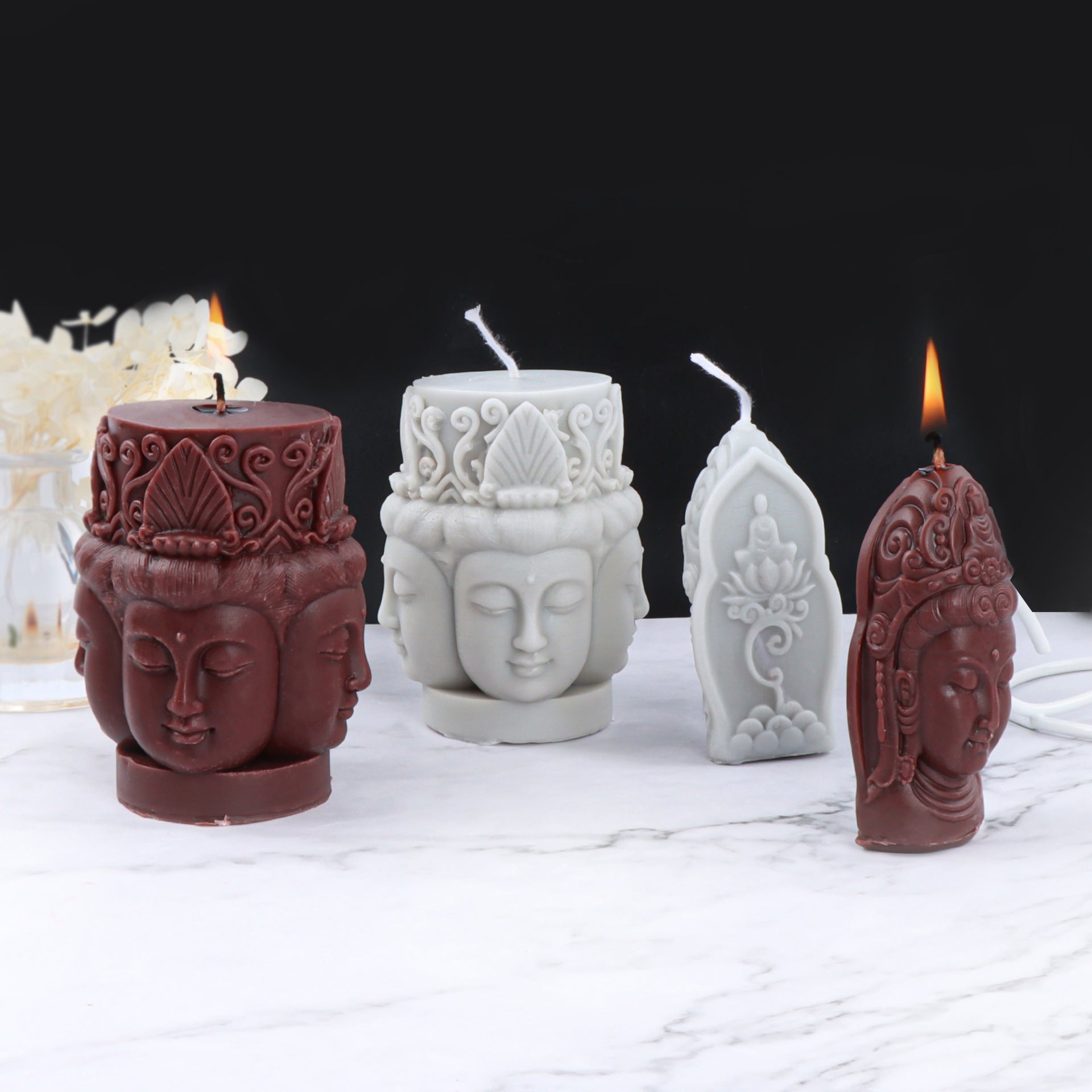 Religious Element Buddha Modeling Candle Silicone Mold, Silicone candle molds, Christmas tree candle molds, Halloween pumpkin candle molds, Easter egg candle molds, Animal candle molds, Sea creature candle molds, Fruit candle molds, Geometric candle molds, Abstract candle molds, DIY candle making molds,