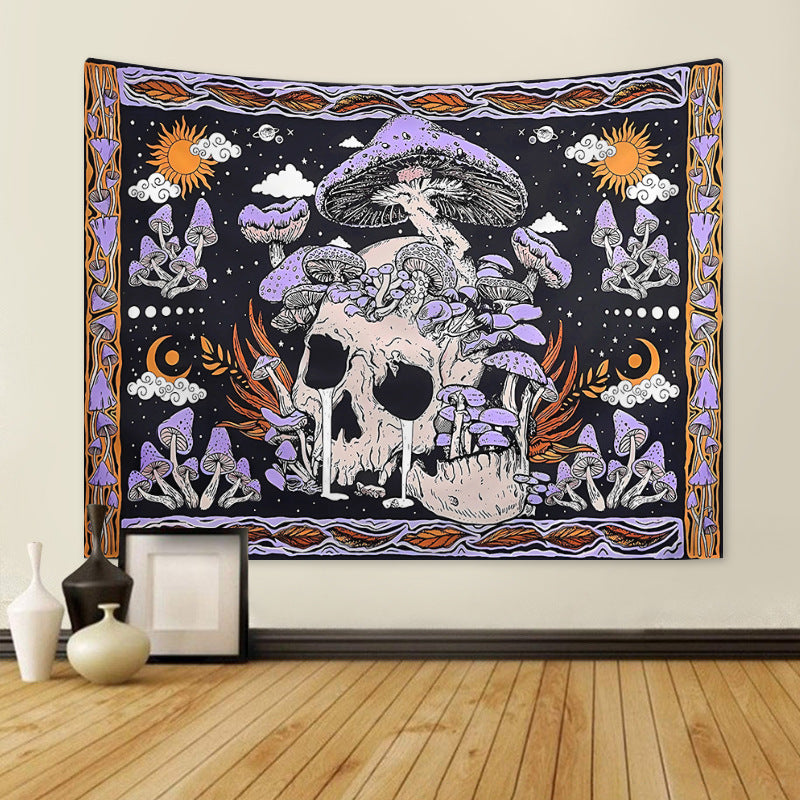 Purple Skull Mushroom Tapestry Bohemian Hippie Style