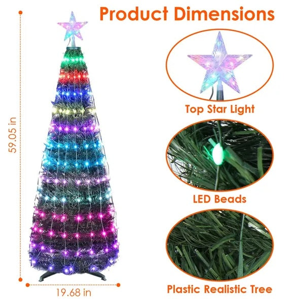 LED Lights Collapsible Christmas Tree Light With Remote App Control IP65 Waterproof Customized Multi-Color Mode Timer Setting Work With Alexa Google