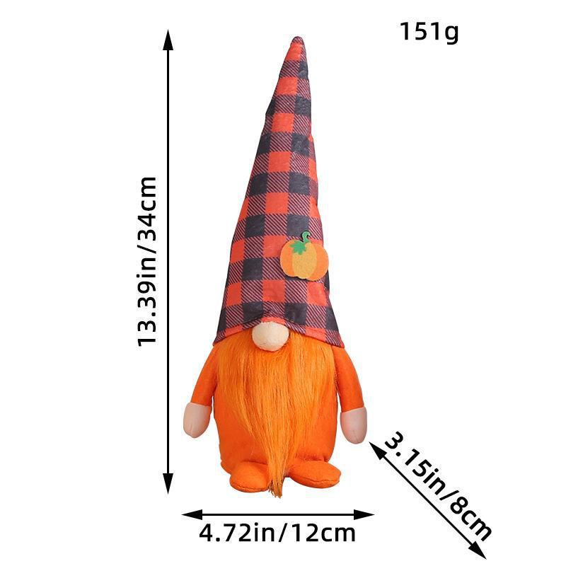 Harvest Festival Faceless Standing Plaid Pumpkin Hat Doll Ornaments