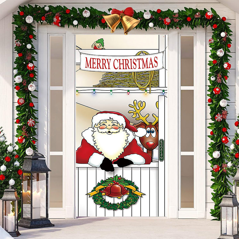 Christmas Festival Door Set Decorative Cloth, Christmas Decoration, Holiday Ornaments, Christmas Decoration Items, Christmas Outdoor Banner, Christmas festive banner