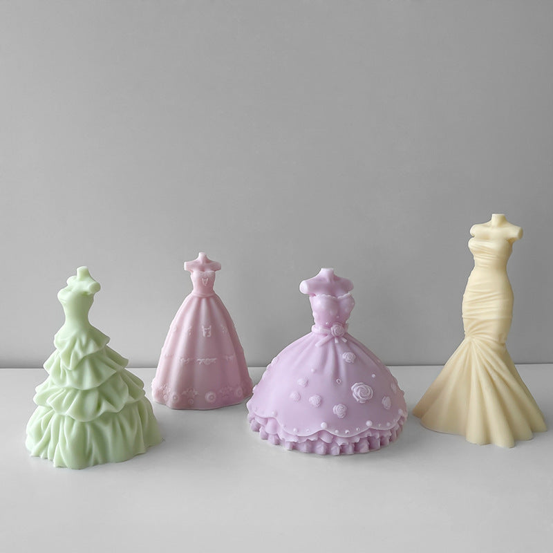 A Variety Of 3D Stereo Wedding Dress Mold DIY, Silicone candle molds, Christmas tree candle molds, Halloween pumpkin candle molds, Easter egg candle molds, Animal candle molds, Sea creature candle molds, Fruit candle molds, Geometric candle molds, Abstract candle molds, DIY candle making molds,