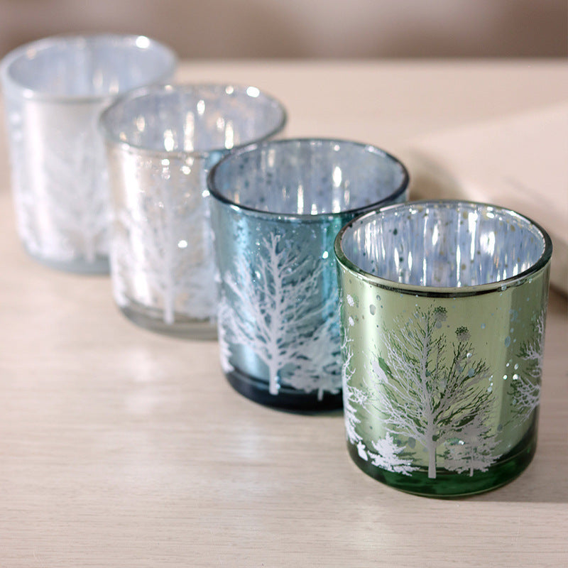 Christmas Candle Cup Glass Empty Cup Electroplating Candlestick