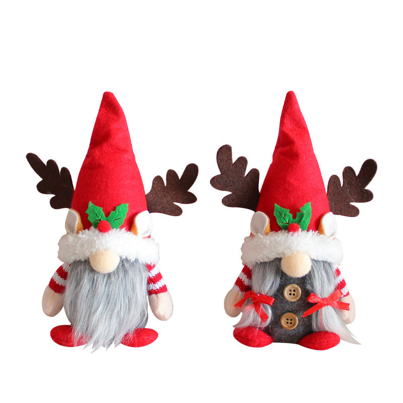 Christmas Antlers Doll Ornaments Couple Faceless Elderly
