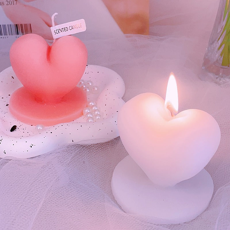 Chinese Valentine's Day Creative Standing Love Scented Candle Ornaments, Heart Shaped Candles, White Heart Candle, Red Heart Candle, Pink Heart Candle, Valentines Day Candles