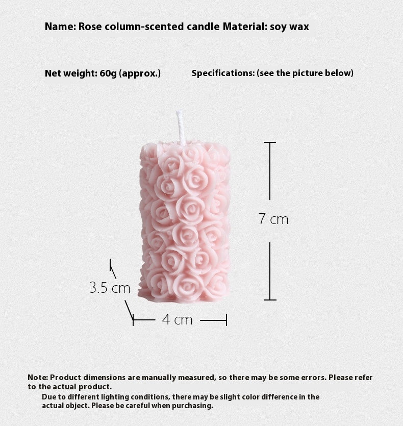 Handmade Rose Column Aromatherapy Candle