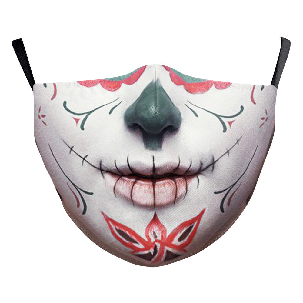 Halloween Digital Printing Funny Horror Face Double Layer Dust Mask