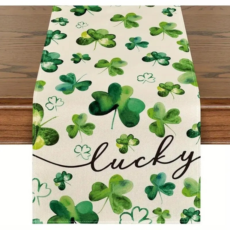 Shengpa Festival Table Runner Linen Printed Tablecloth Home, st patricks day decorations, st patricks day decor, st patrick's day decorations, st patrick day decorations, Irish Décor, irish ornaments, Decognomes, St. Patrick's Day Party Supplies, St. Patrick's Day Decorations: Shamrock, Irish & Leprechaun, St Patrick's Day Decorations table cloth