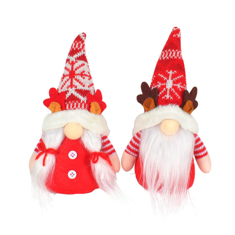 Amazon New Snowflake Antlers Doll Nordic Knitted Faceless Doll Christmas Decorations