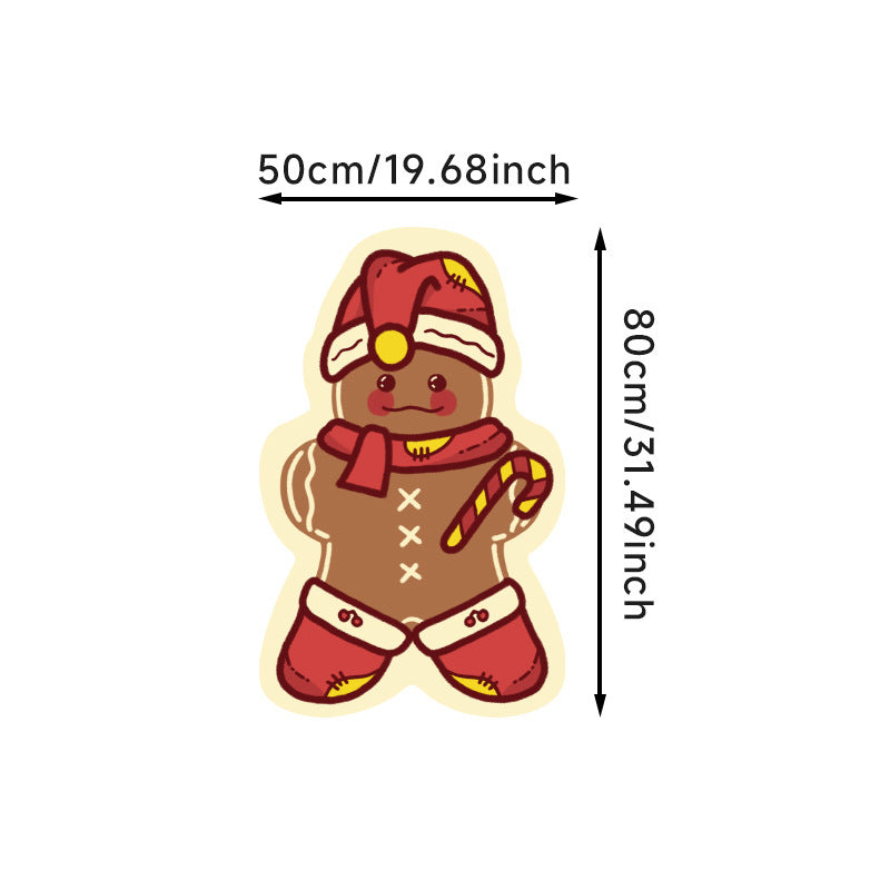 Special-shaped Flannel Christmas Gingerbread Man Carpet Holiday Decoration