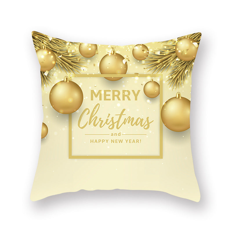 Home Golden Christmas Pillow Cover