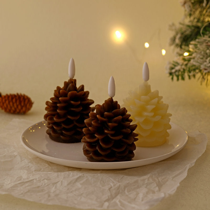 Christmas Pine Cone Paraffin LED Bullet Candle Light