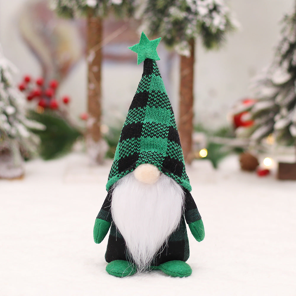 Checkered Forest Christmas Doll Desktop Decoration