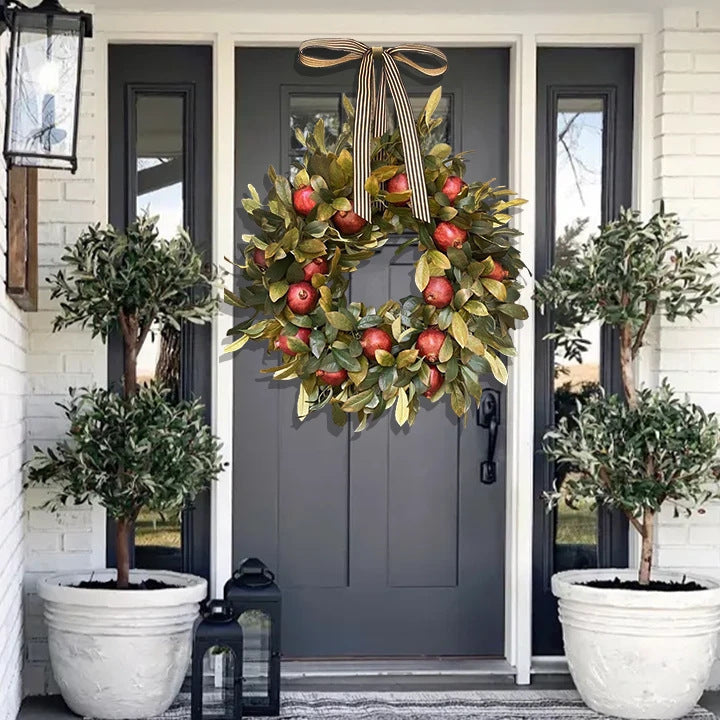 Autumn Pomegranate Garland Simulation Green Plant Door Hanging Decoration