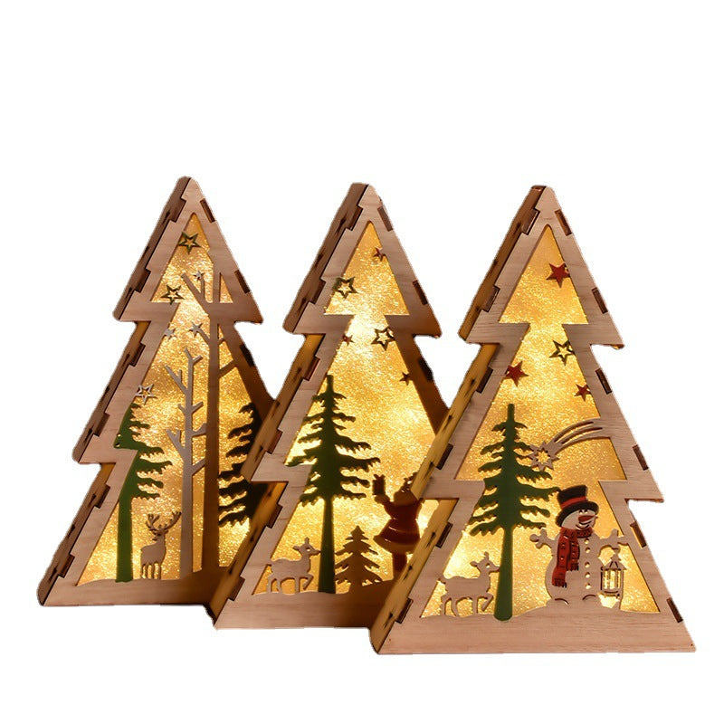 Christmas Wooden Luminous Decorative Ornaments With Lights, Christmas Wooden Luminous Decorative Ornaments With Lights, Christmas Decoration ornaments, Christmas Wooden Ornaments, Christmas Lights OrnamentsTriangle with lights of Santa Claus, triangle with Lights of Christmas snowman, triangle with Lights of Christmas deer