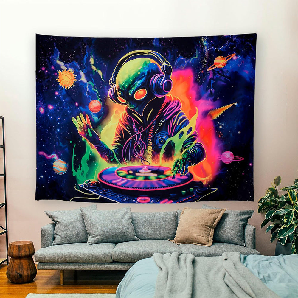 UV Fluorescent Skull Tapestry Space Wall Cloth Background