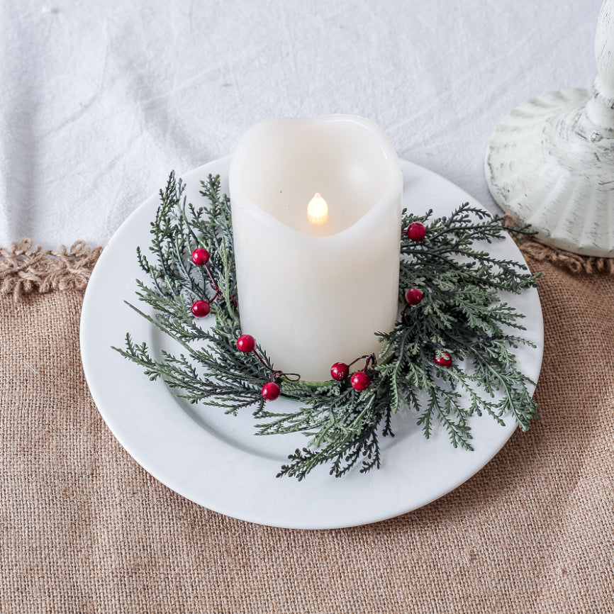 Garland Candlestick Ring Candle Decoration Simulation Pine Needles Circle