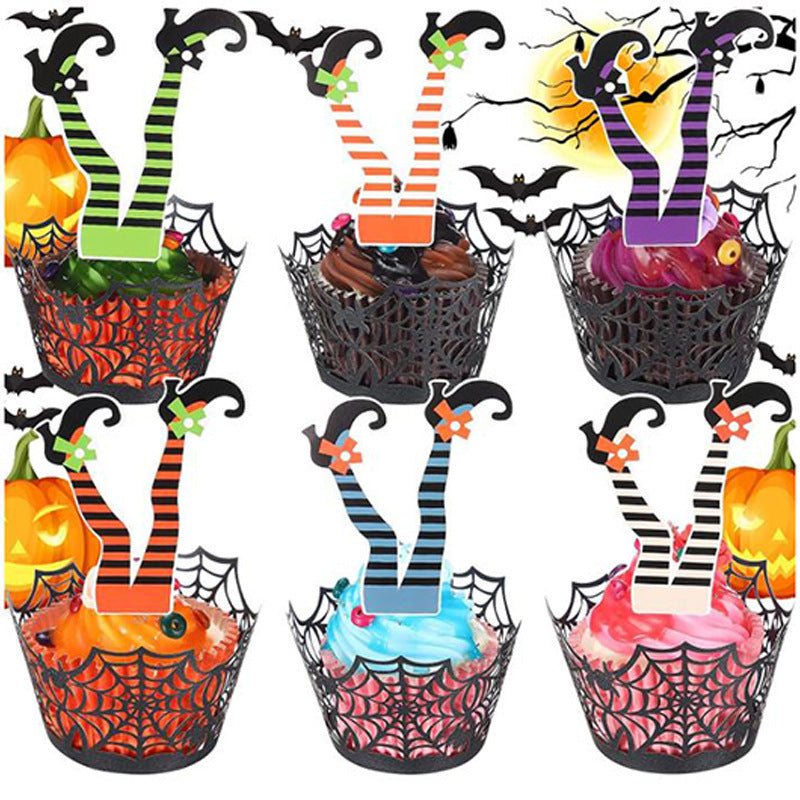 HALLOWEEN Party Decoration Cake Insertion Article Boot Foot Card