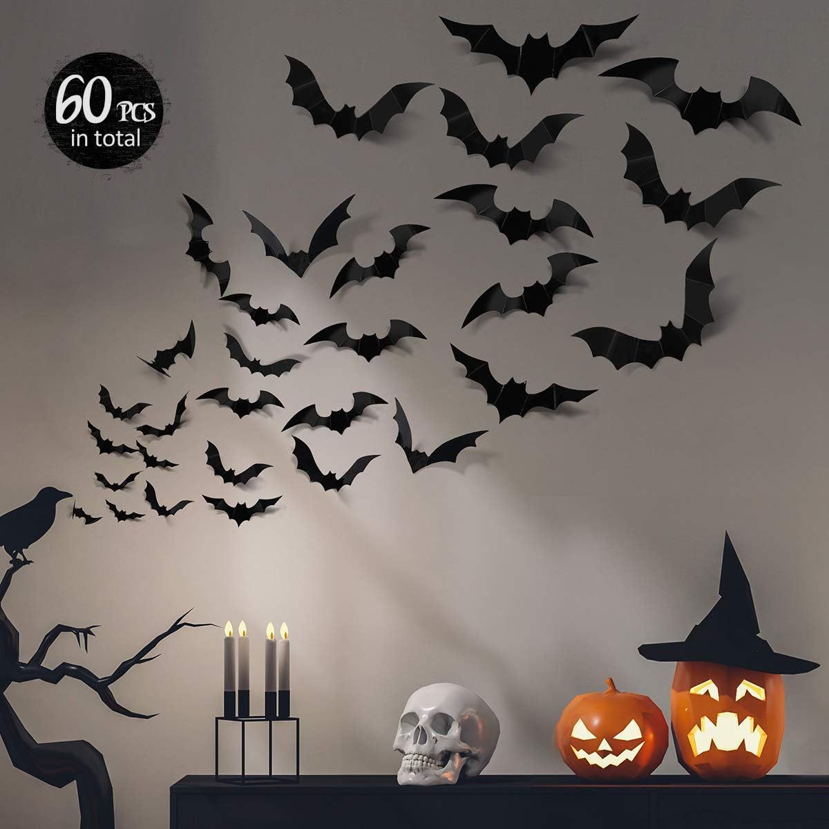 Halloween Decorative Wall Black Stickers Three-dimensional Bat Holiday Party