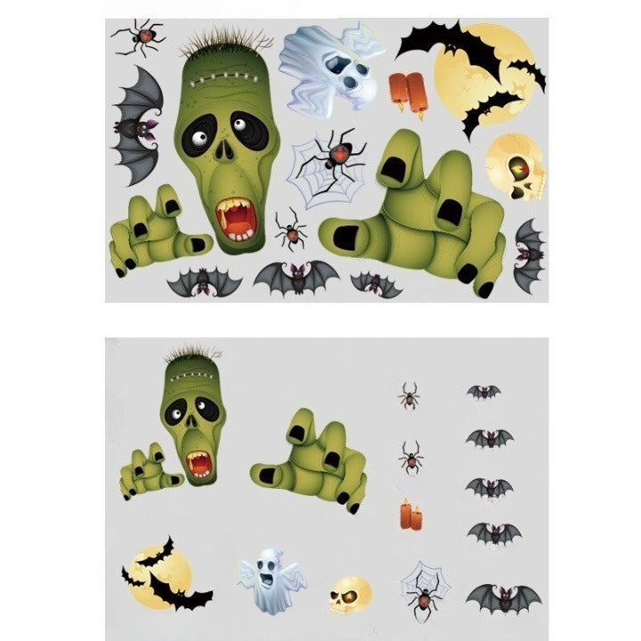 Halloween Glass Show Window Scene Layout Ghost Zombie Pumpkin Spider Static Window Stickers Halloween Party Decoration, Halloween decorations items, Halloween props, Halloween animatronics, Halloween inflatables, Halloween lights, Halloween fog machines, Halloween spider webs, Halloween lanterns, Halloween banners, Halloween streamers, Halloween tableware, Halloween centerpieces, Halloween party favors, Halloween yard stakes, Halloween tombstones, Halloween candles, Halloween wreaths, Halloween garlands
