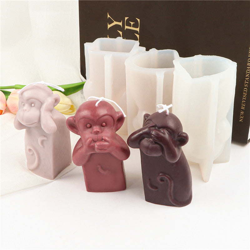 Creative Silicone Animal Monkey Candle Mold, Geometric candle molds, Abstract candle molds, DIY candle making molds, Silicone candle molds, 
