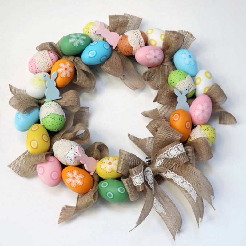 Easter Decorations Wreath Egg Rabbit Festival Door Ornament 40cm