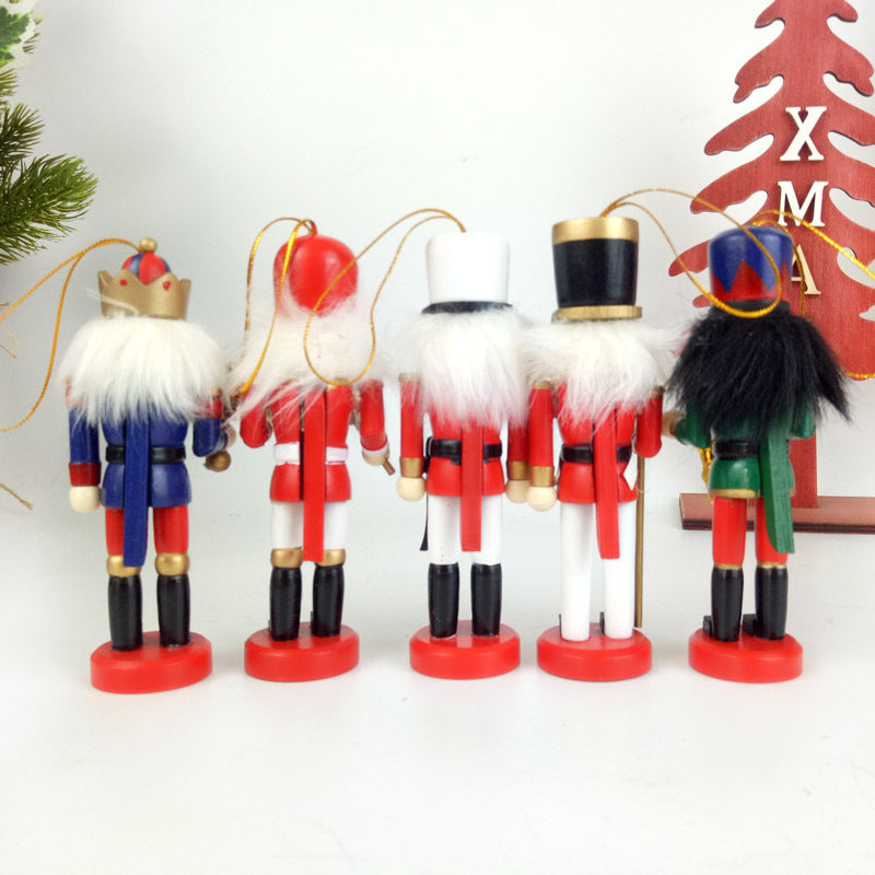 Wooden Nutcracker Hand-painted Christmas Tree Pendant