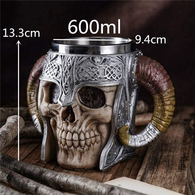 Tall Skull Helmet Cup Halloween Stainless Steel Inner Water Cup